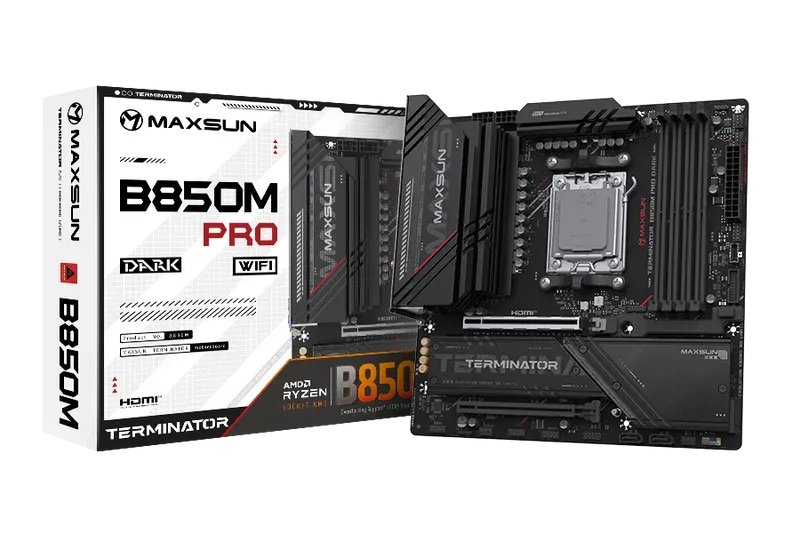 לוח אם – Maxsun Terminator B850M DARK WiFi Micro-ATX AM5 DDR5 - צבע שחור