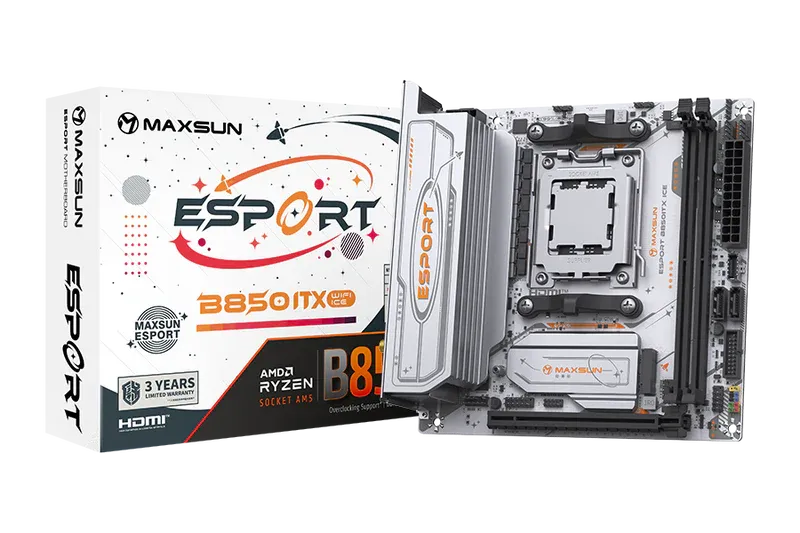 לוח אם – Maxsun eSport B850ITX WiFi ICE Micro-ATX AM5 DDR5 - צבע לבן
