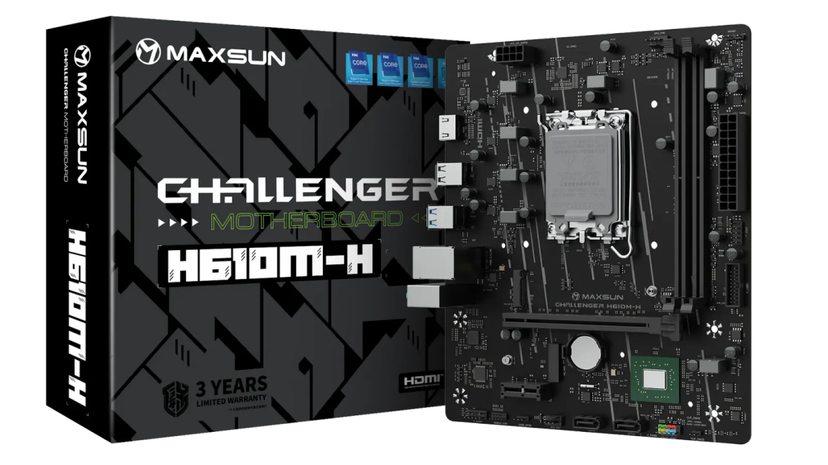 לוח אם – Maxsun Challenger H610M-H V1 Micro-ATX LGA1700 DDR4 - צבע שחור