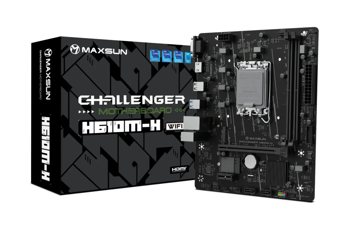 לוח אם – Maxsun Challenger H610M-H V1 WiFi Micro-ATX LGA1700 DDR4 - צבע שחור