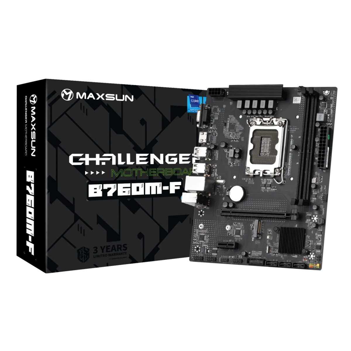 לוח אם – Maxsun Challenger B760M-F Micro-ATX LGA1700 DDR4 - צבע שחור