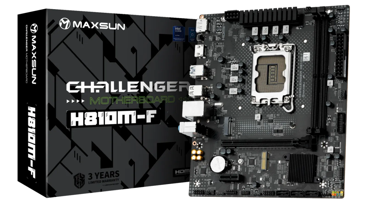לוח אם – Maxsun Challenger H810M-F Micro-ATX LGA1851 DDR5 - צבע שחור