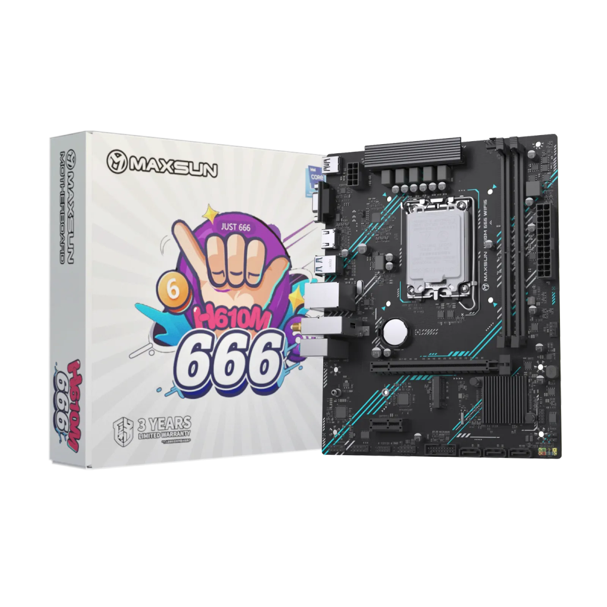 לוח אם – Maxsun H610M 666 WiFi 6 Micro-ATX LGA1700 DDR4 - צבע שחור