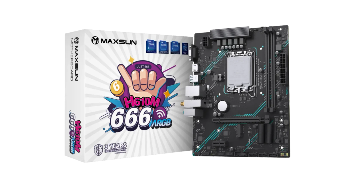לוח אם – Maxsun H610M 666 WiFi6 ARGB Micro-ATX LGA1700 DDR4 - צבע שחור