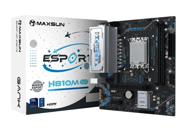 לוח אם – Maxsun eSport H810M GANK WiFi Micro-ATX LGA1851 DDR5 - צבע שחור/כסוף