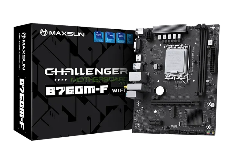 לוח אם – Maxsun Challenger B760M-F WiFi Micro-ATX LGA1700 DDR4 - צבע שחור
