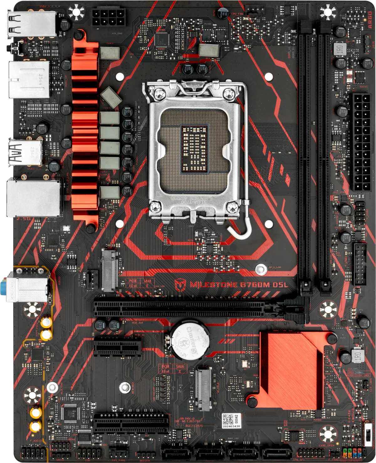 לוח אם – Maxsun Milestone B760M D5L V2 Micro-ATX LGA1700 DDR5 - צבע שחור/אדום