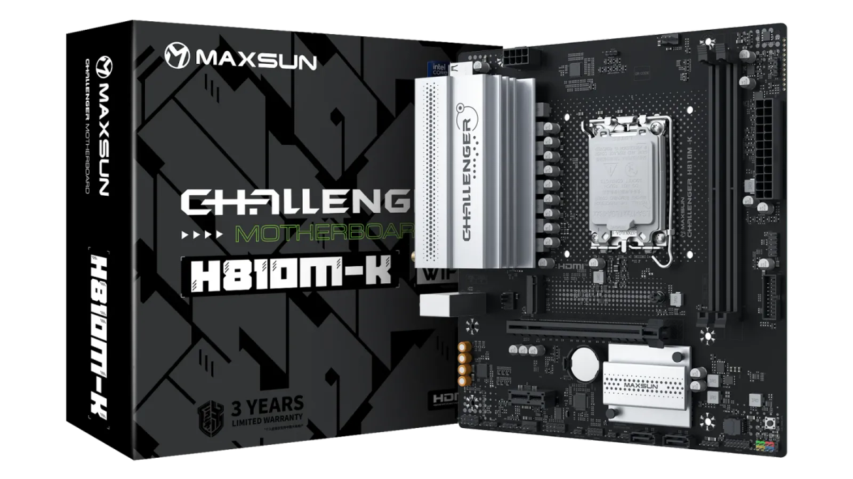 לוח אם – Maxsun Challenger H810M-K WIFI Micro-ATX LGA1851 DDR5 - צבע שחור/כסוף