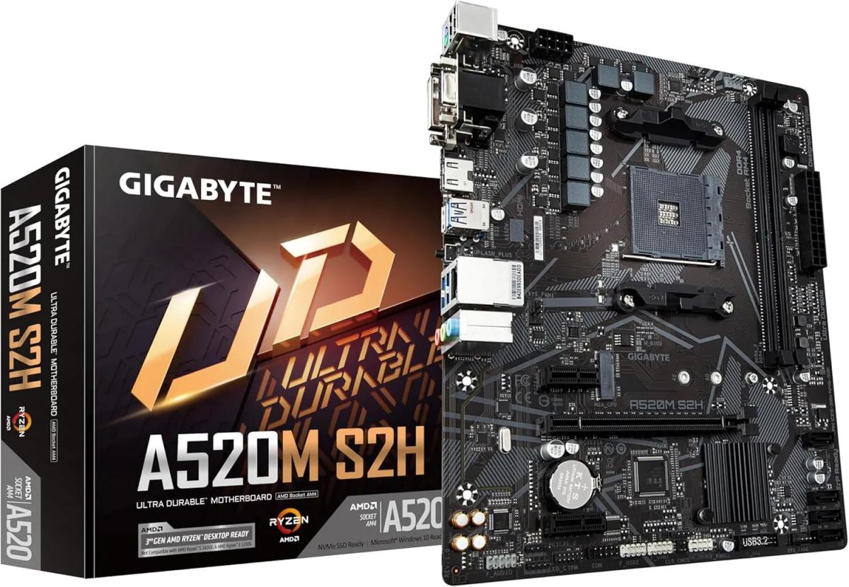 לוח אם – Gigabyte A520M S2H Micro-ATX AM4 DDR4 - צבע שחור
