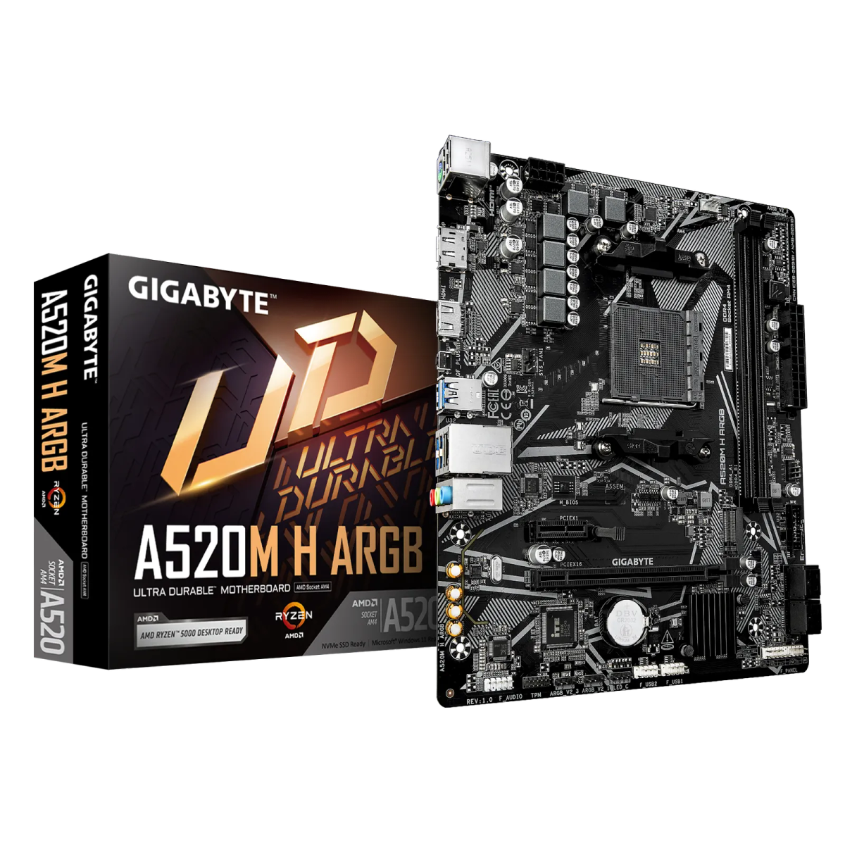 לוח אם – Gigabyte A520M H ARGB Micro-ATX AM4 DDR4 - צבע שחור