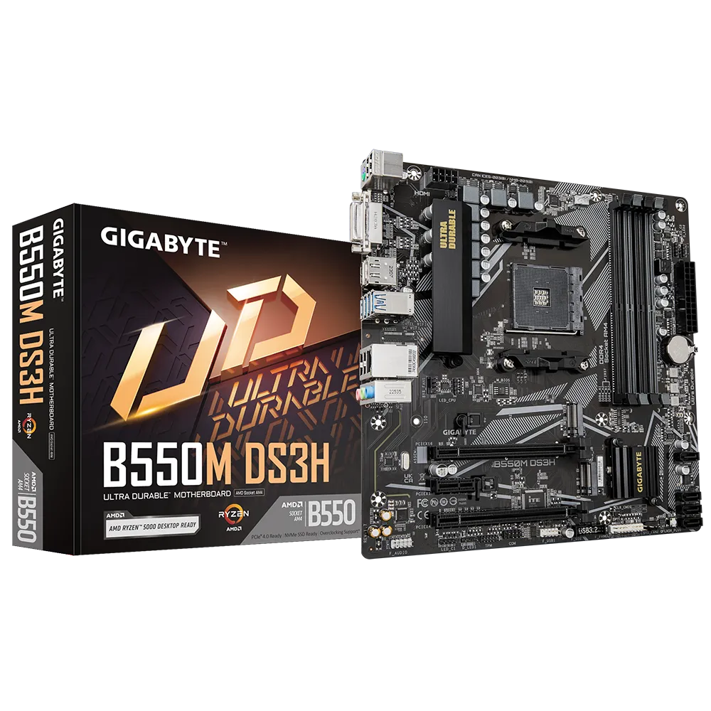 לוח אם – Gigabyte B550M DS3H Micro-ATX AM4 DDR4 - צבע שחור