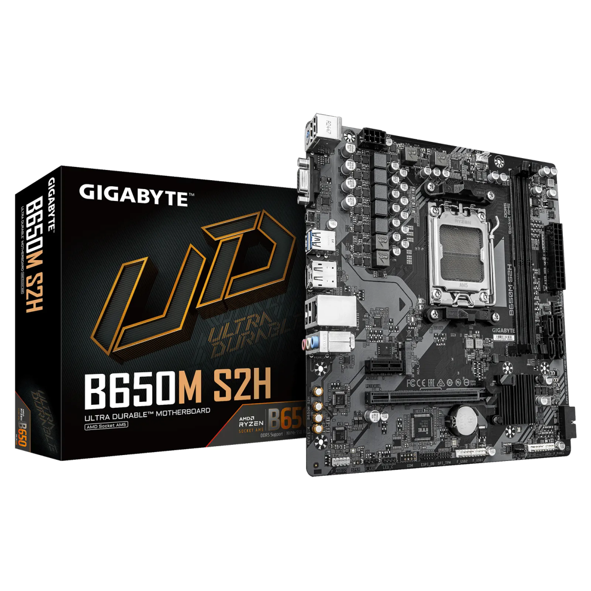 לוח אם – Gigabyte B650M S2H Rev1.4 Micro-ATX AM5 DDR5 - צבע שחור
