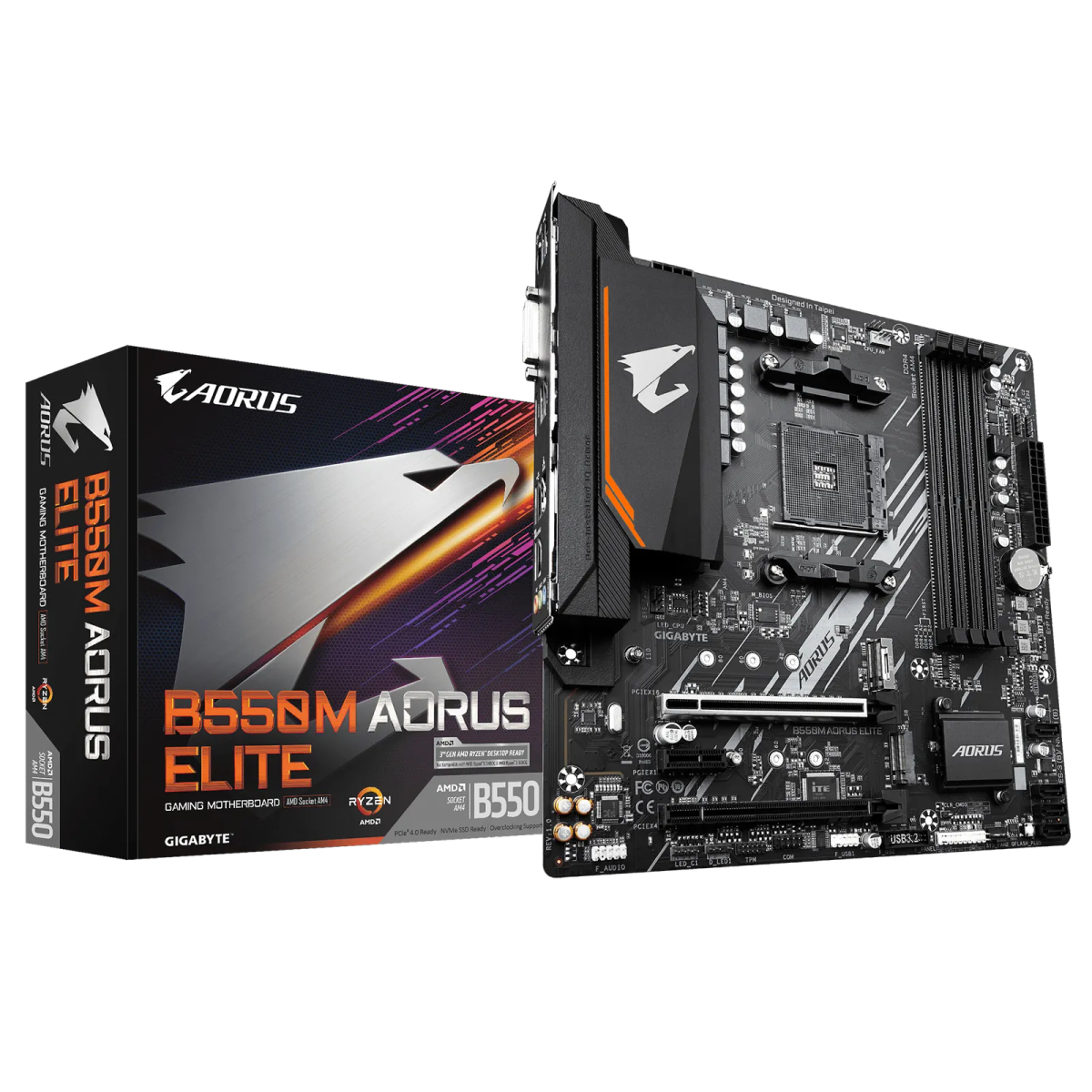 לוח אם – Gigabyte B550M AORUS ELITE Micro-ATX AM4 DDR4 - צבע שחור