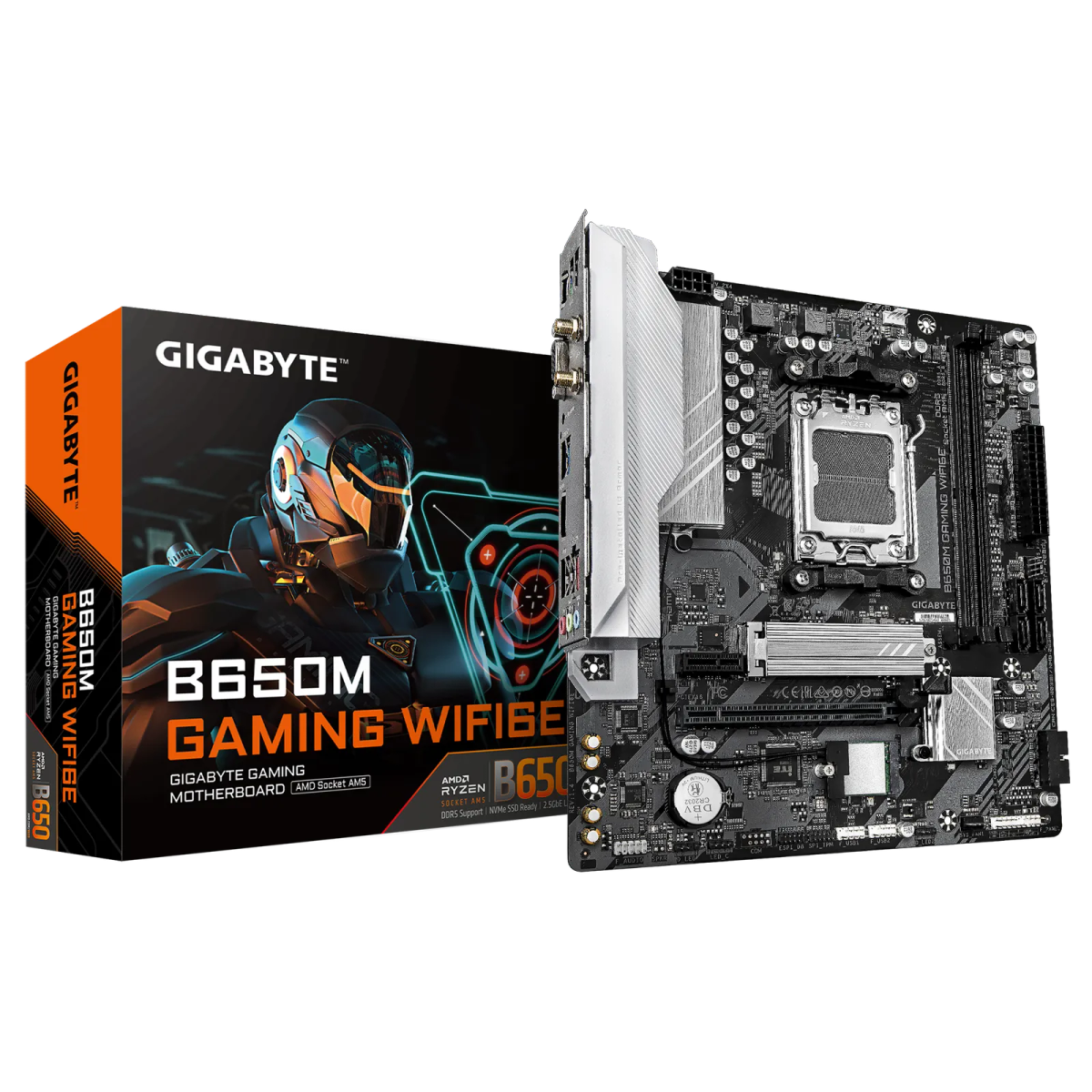 לוח אם – Gigabyte B650M GAMING WIFI6E Micro-ATX AM5 DDR5 - צבע שחור/אפור