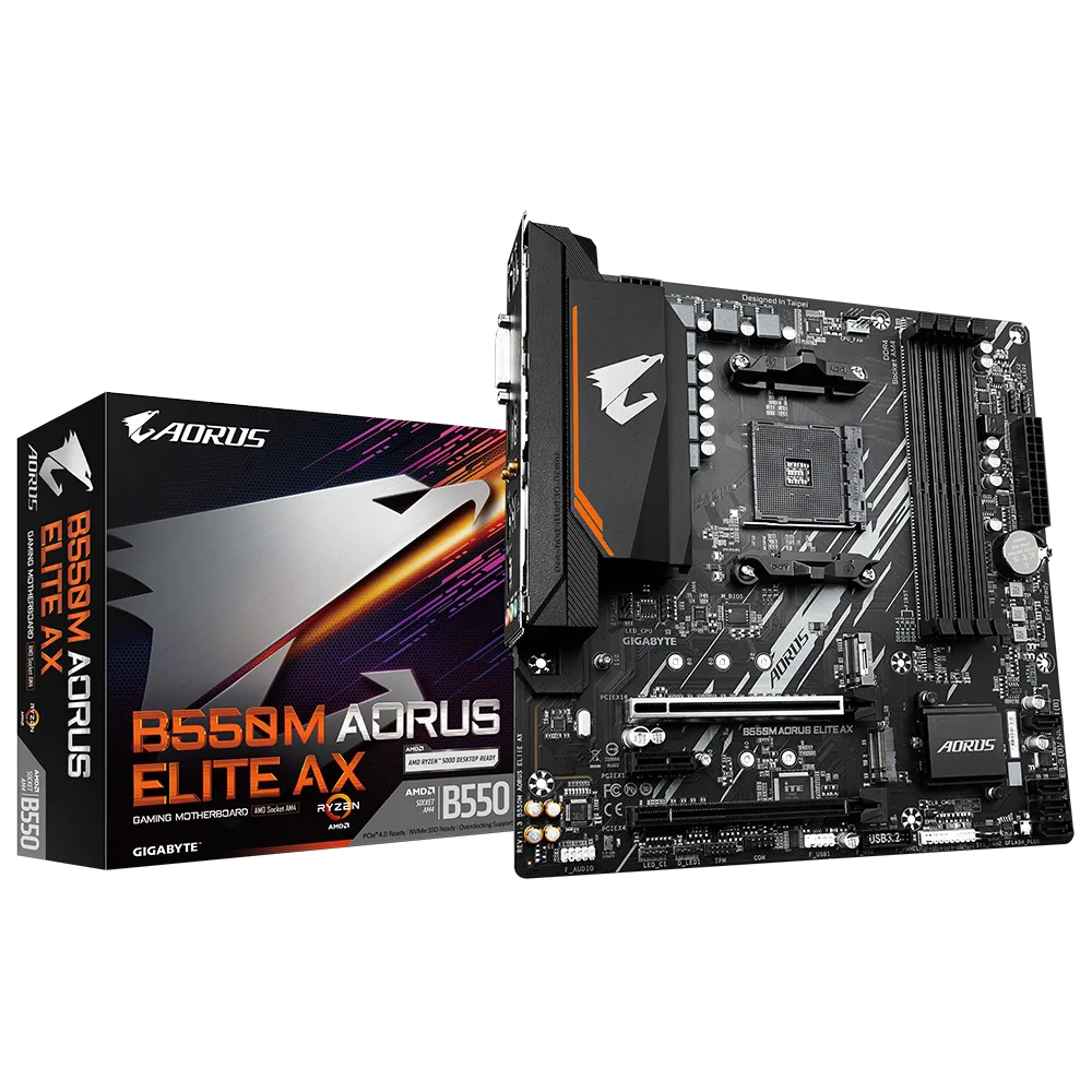 לוח אם – Gigabyte B550M Aorus Elite AX WIFI6E Micro-ATX AM4 DDR4 - צבע שחור