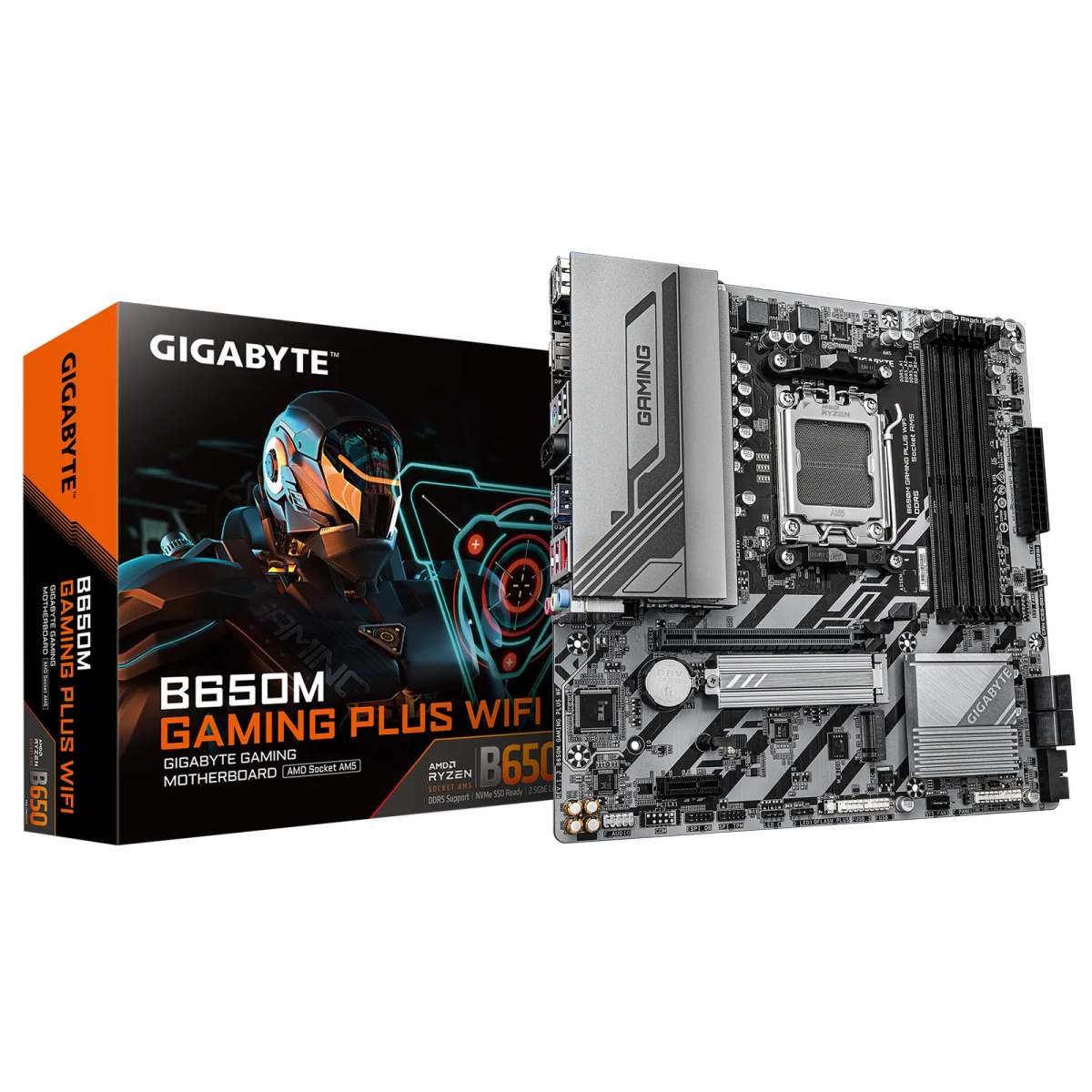 לוח אם – Gigabyte B650M GAMING PLUS WIFI Micro-ATX AM5 DDR5 - צבע אפור