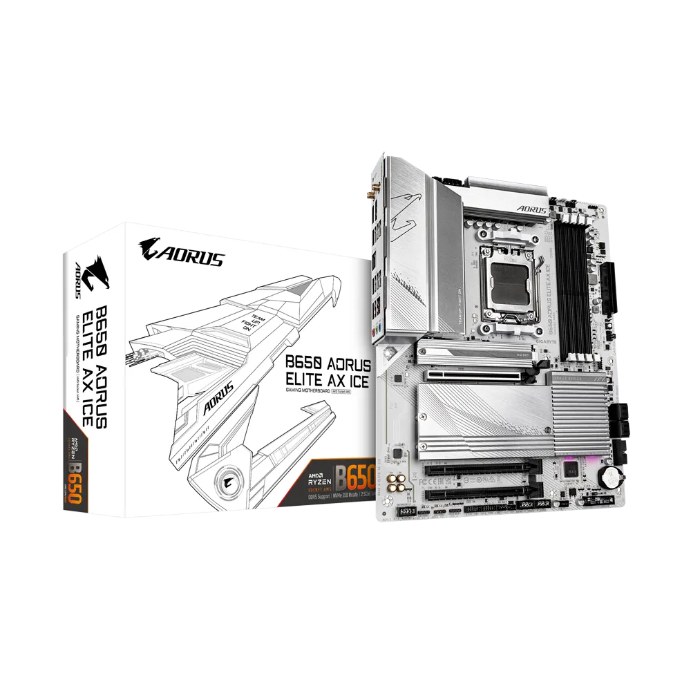 לוח אם – Gigabyte B650 AORUS ELITE AX ICE ATX AM5 DDR5 – צבע לבן