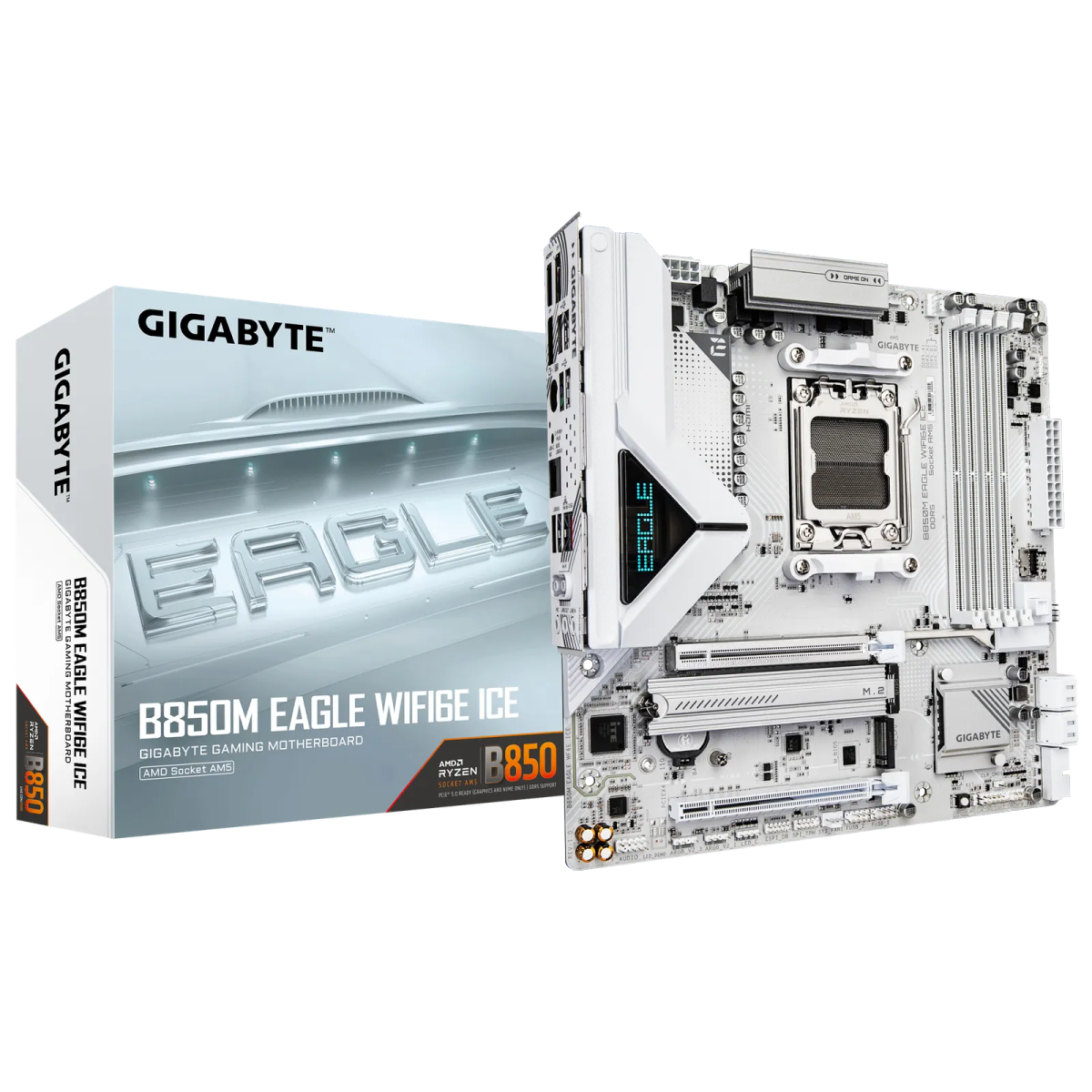 לוח אם – Gigabyte B850M EAGLE WIFI6E ICE Micro-ATX AM5 DDR5 – צבע לבן