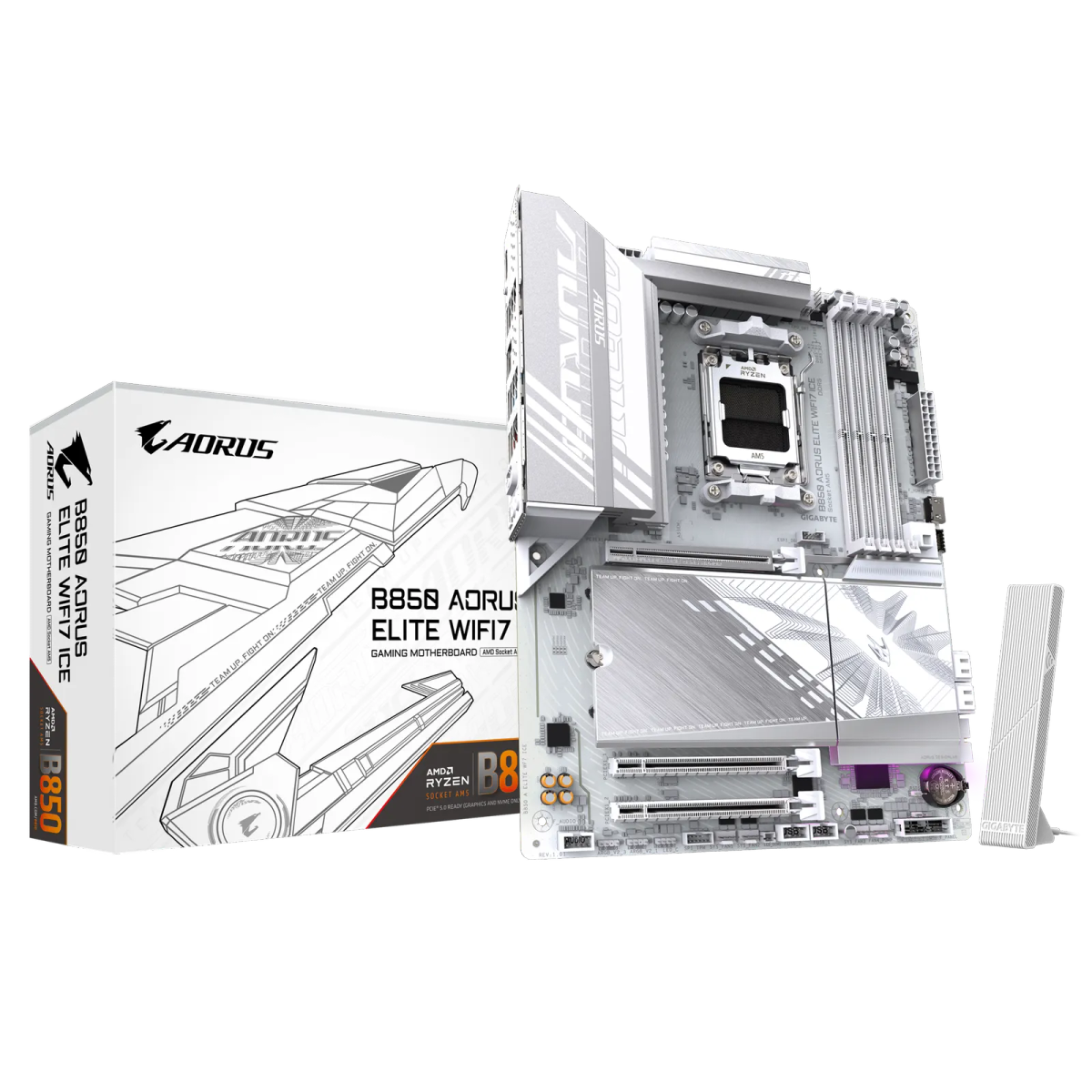 לוח אם – Gigabyte B850 AORUS ELITE WIFI7 ICE ATX AM5 DDR5 – צבע לבן