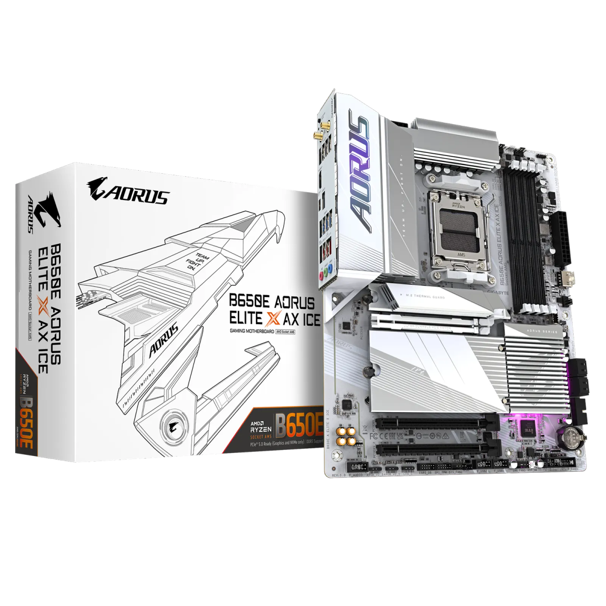 לוח אם – Gigabyte B650E AORUS ELITE X AX ICE ATX AM5 DDR5 – צבע לבן