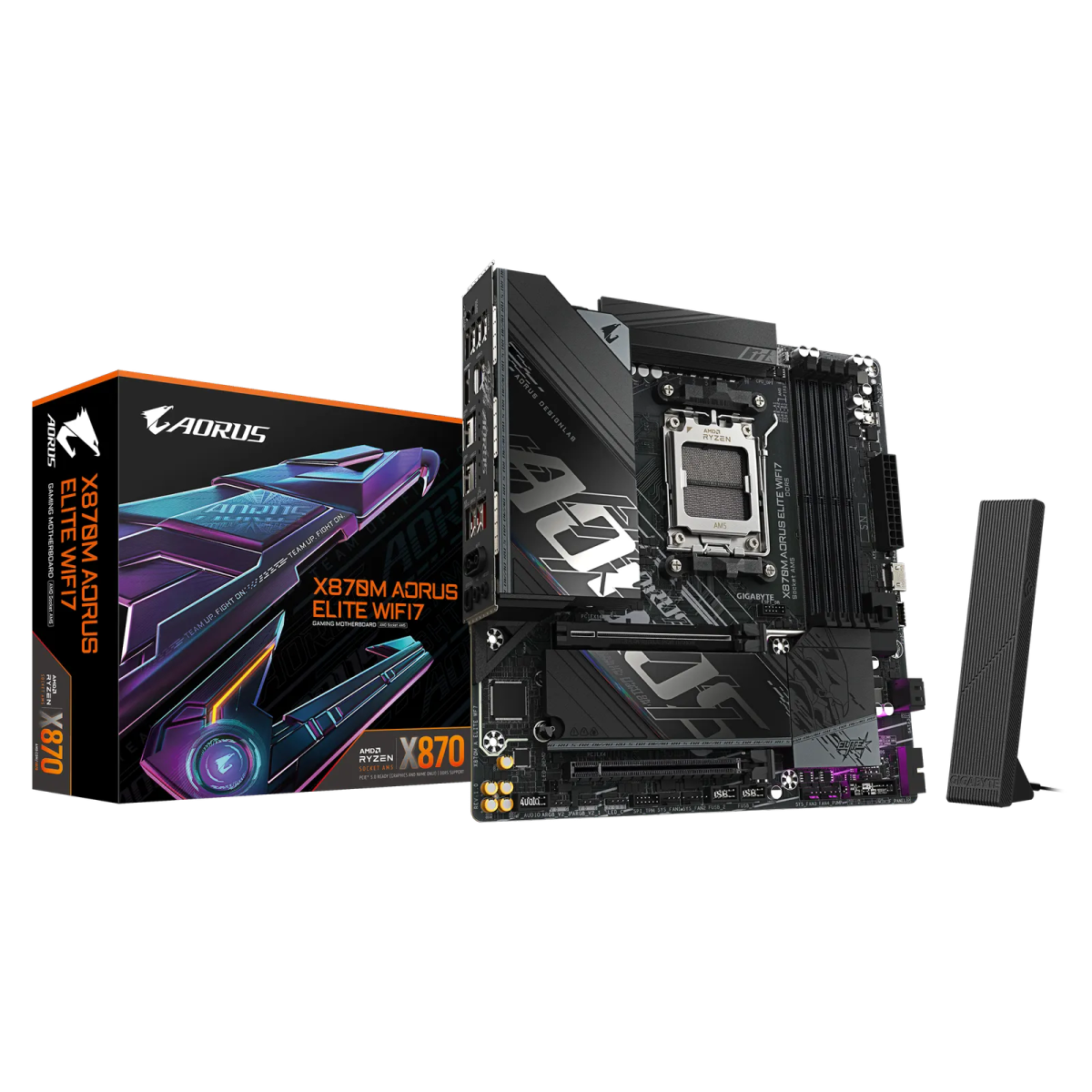 לוח אם – Gigabyte X870M AORUS ELITE WIFI7 Micro-ATX AM5 DDR5 - צבע שחור