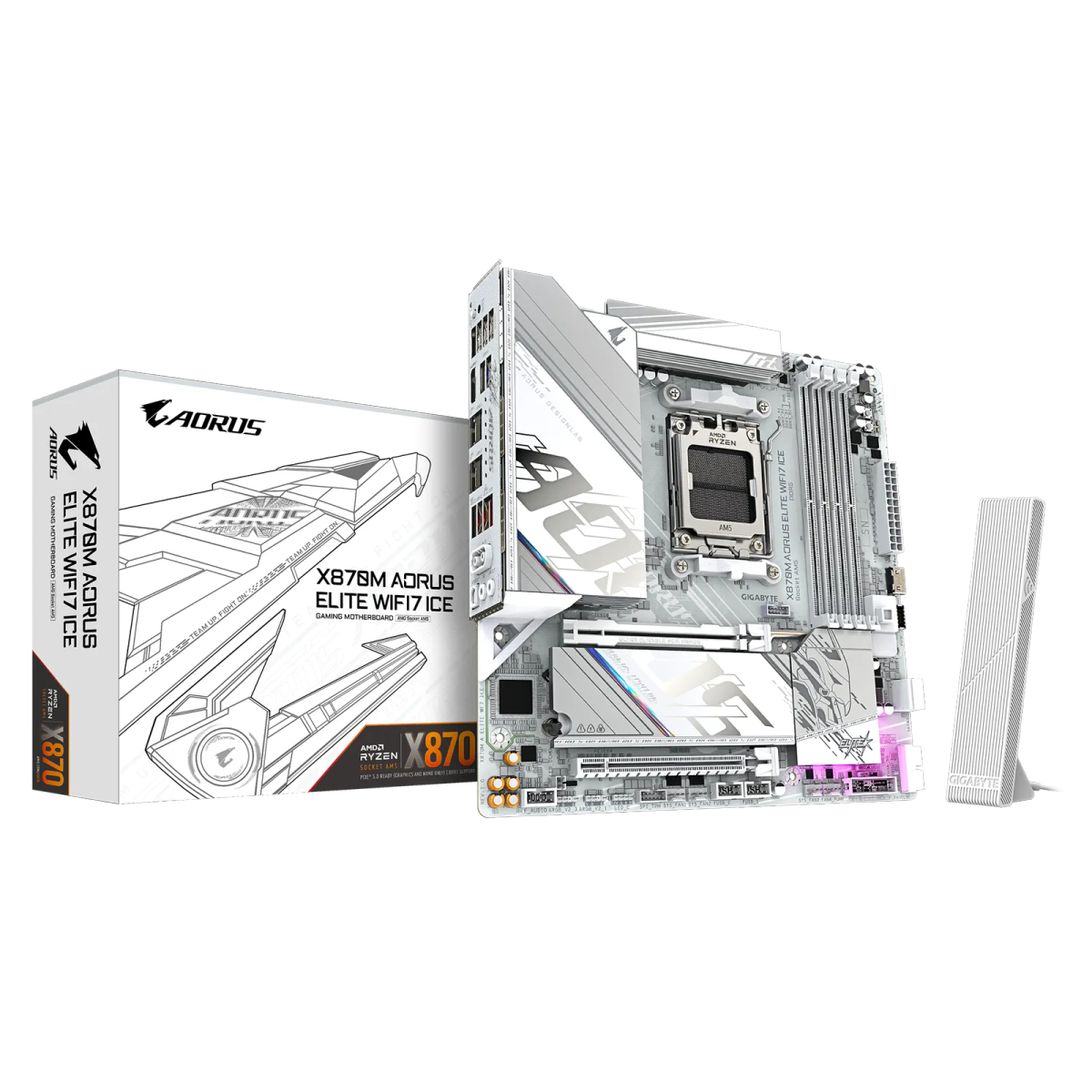 לוח אם – Gigabyte X870M AORUS ELITE WIFI7 ICE ATX AM5 DDR5 - צבע שחור
