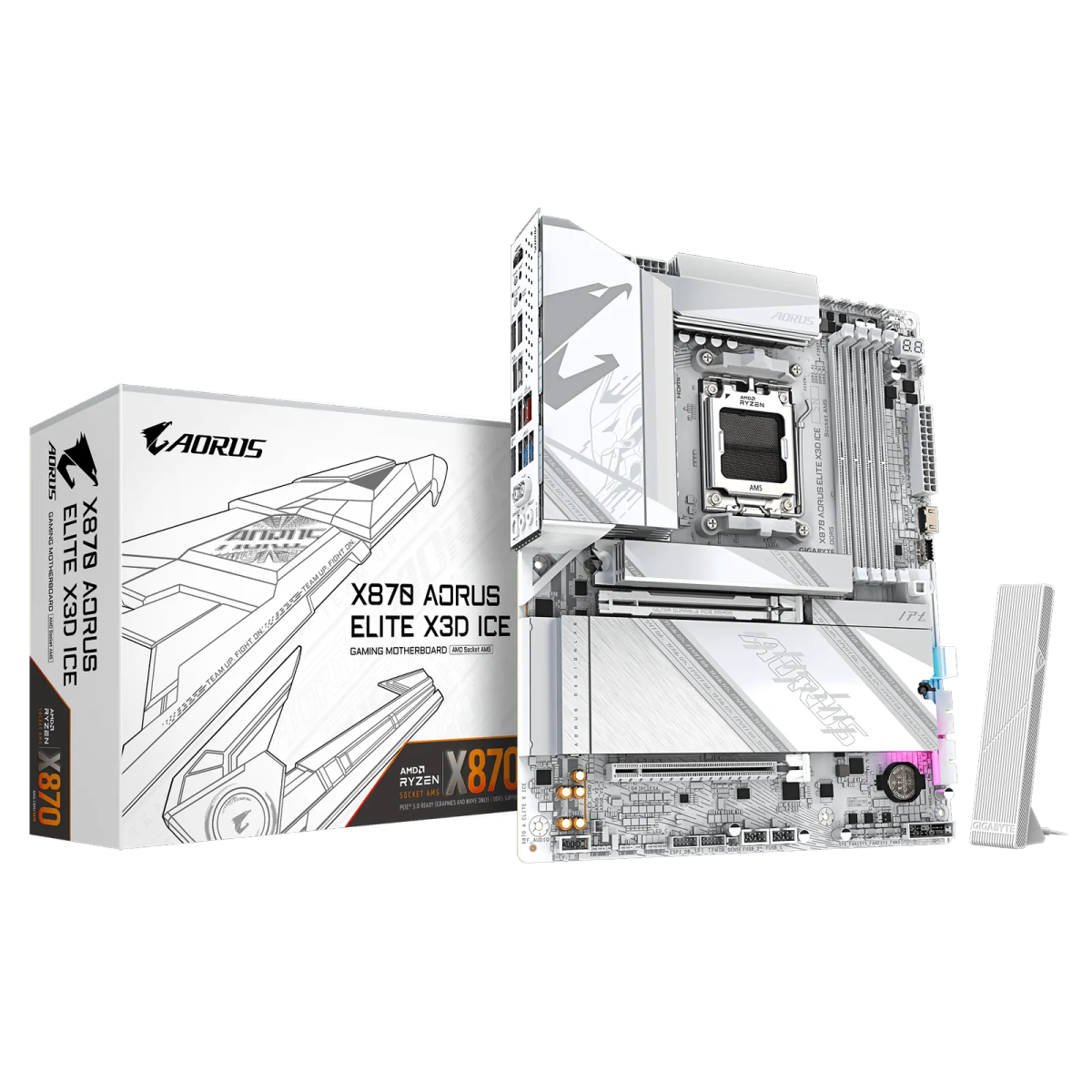 לוח אם – Gigabyte X870 AORUS ELITE X3D ICE ATX AM5 DDR5 – צבע לבן