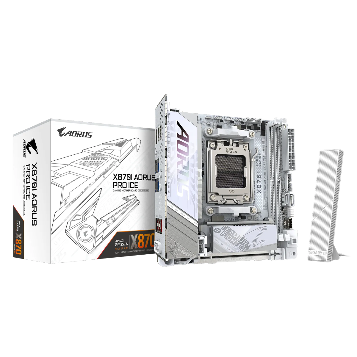 לוח אם – Gigabyte X870I AORUS PRO ICE Mini-ITX AM5 DDR5 – צבע לבן