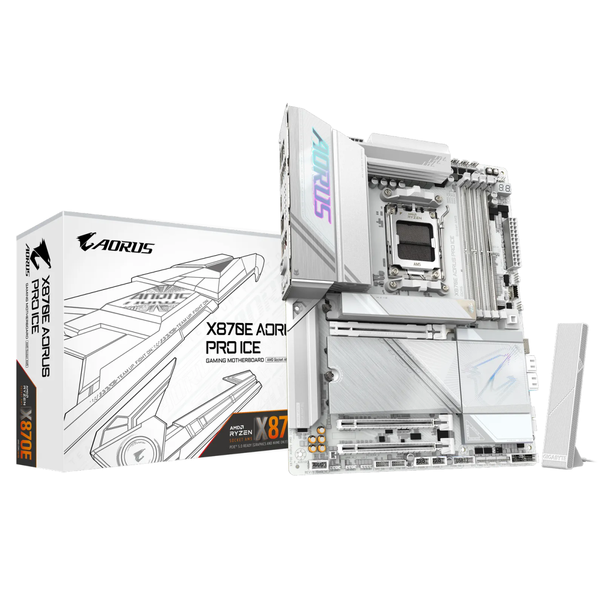 לוח אם – Gigabyte X870E AORUS PRO ICE ATX AM5 DDR5 - צבע לבן