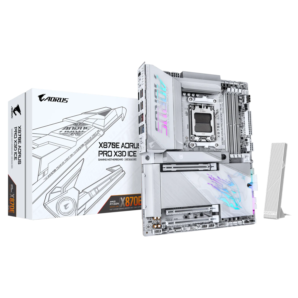 לוח אם – Gigabyte X870E AORUS PRO X3D ICE ATX AM5 DDR5 – צבע לבן