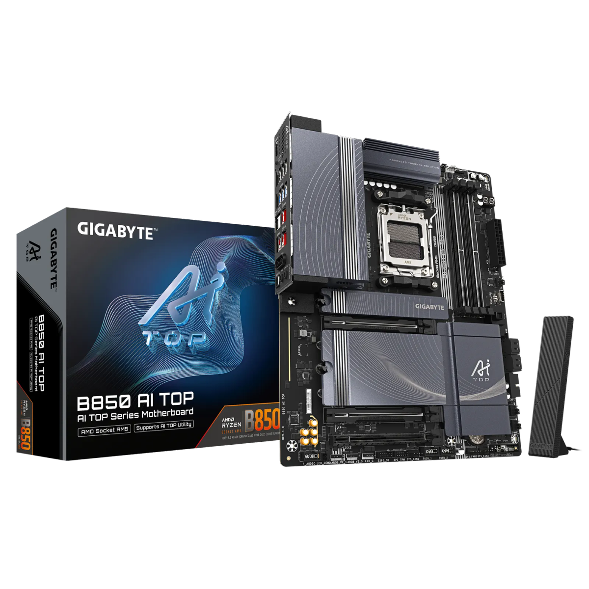 לוח אם – Gigabyte B850 AI TOP ATX AM5 DDR5 - צבע שחור/כחול