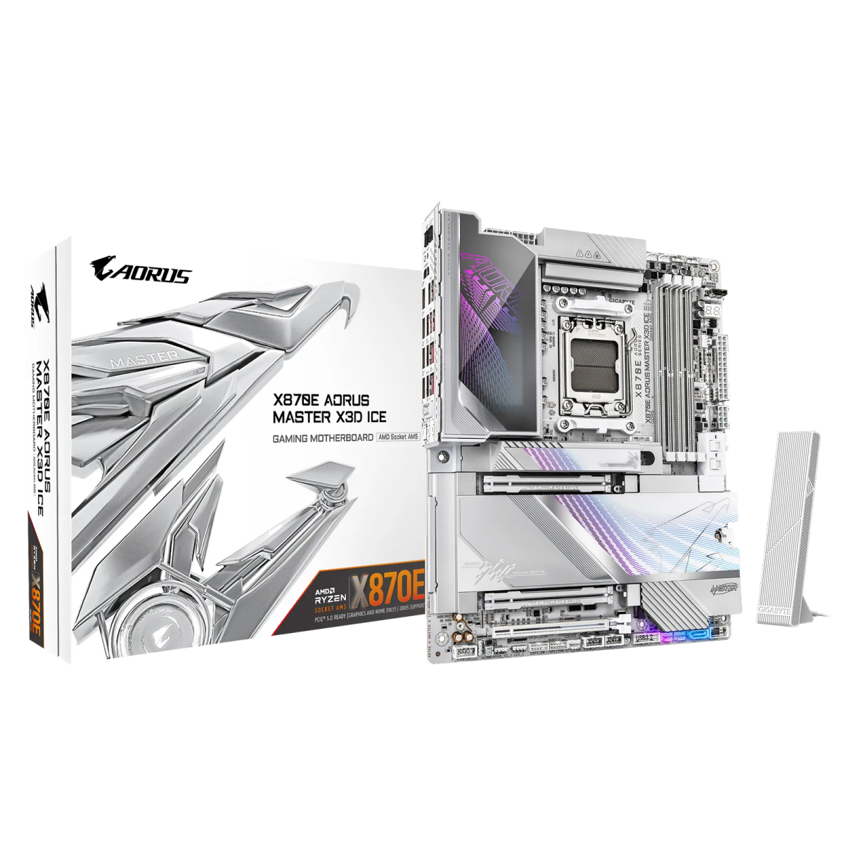 לוח אם – Gigabyte X870E AORUS MASTER X3D ICE ATX AM5 DDR5 – צבע לבן