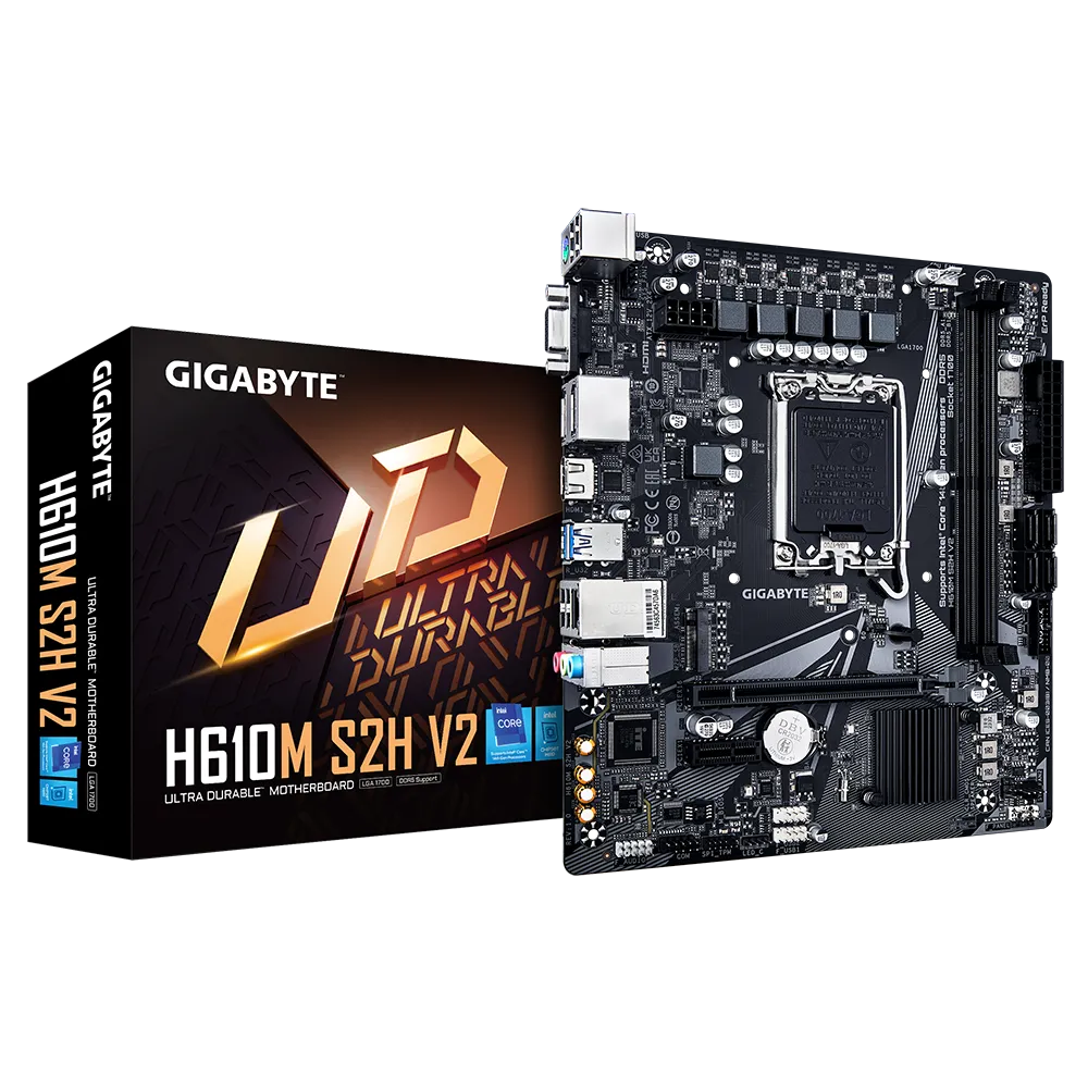 לוח אם – Gigabyte H610M S2H V2 Micro-ATX LGA1700 DDR5 - צבע שחור