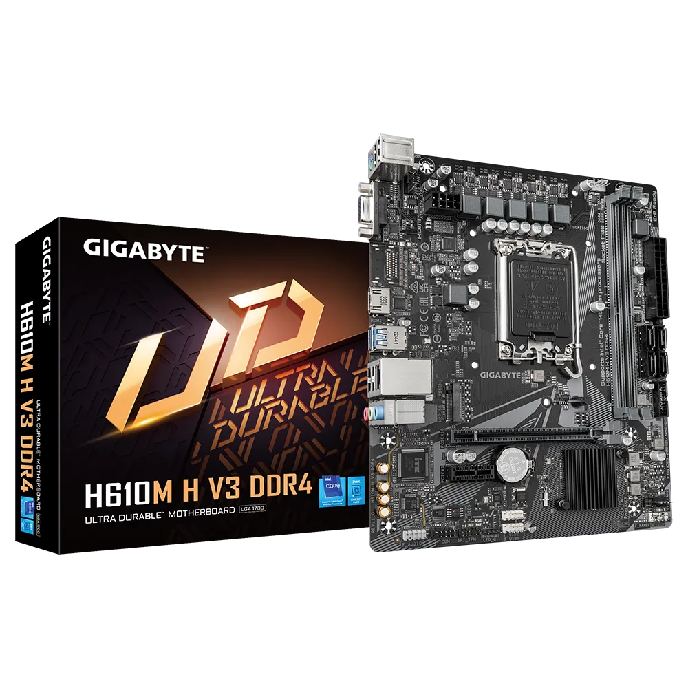 לוח אם – Gigabyte H610M H V3 Micro-ATX LGA1700 DDR4 - צבע שחור