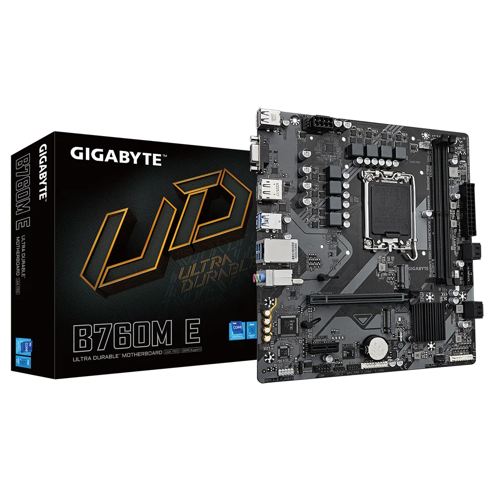 לוח אם – Gigabyte B760M E Micro-ATX LGA1700 DDR5 - צבע שחור