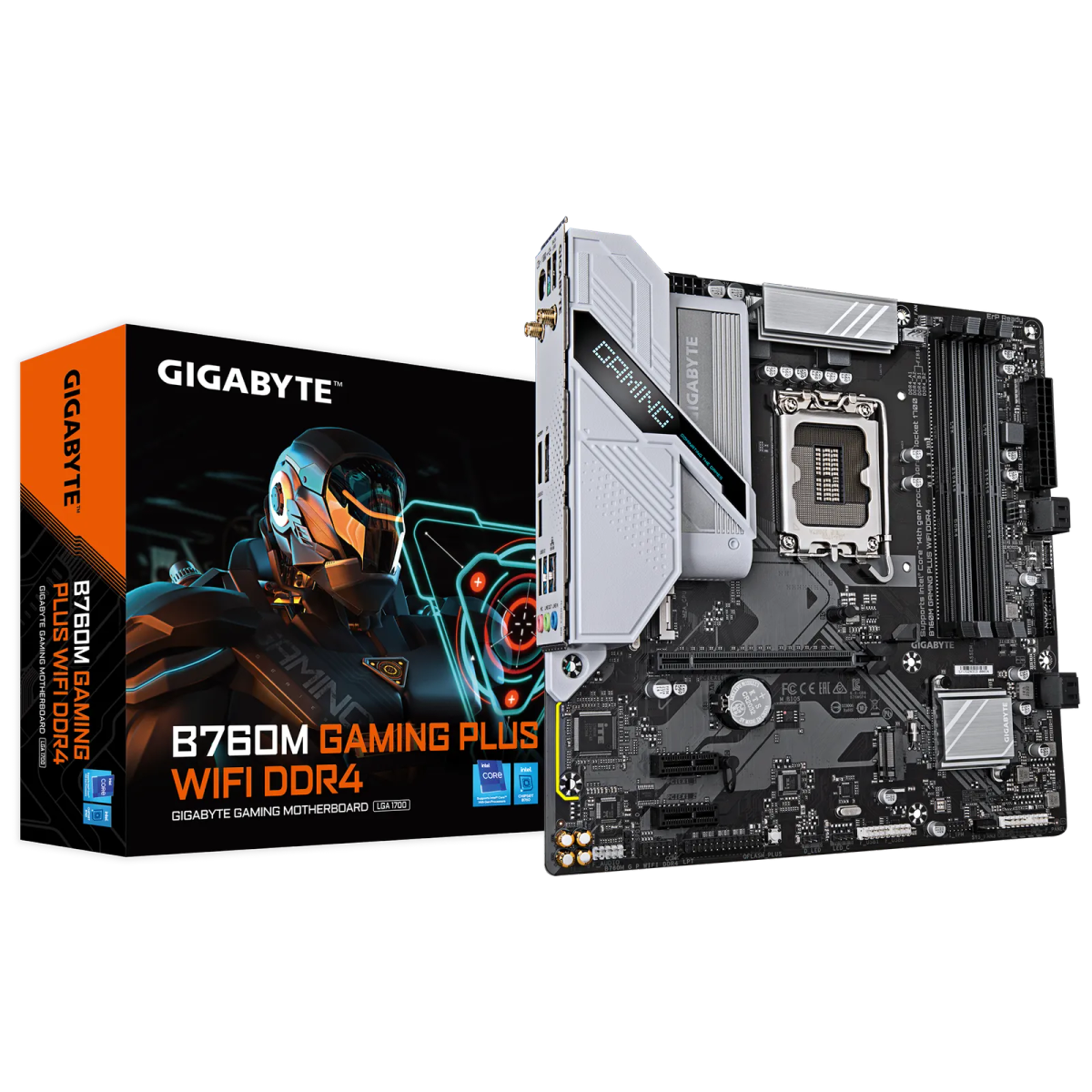 לוח אם – Gigabyte B760M GAMING PLUS WIFI DDR4 Micro-ATX LGA1700 - צבע שחור/אפור