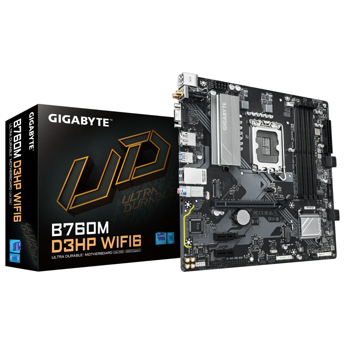 לוח אם – Gigabyte B760M D3HP WIFI6 Micro-ATX LGA1700 DDR5 - צבע שחור