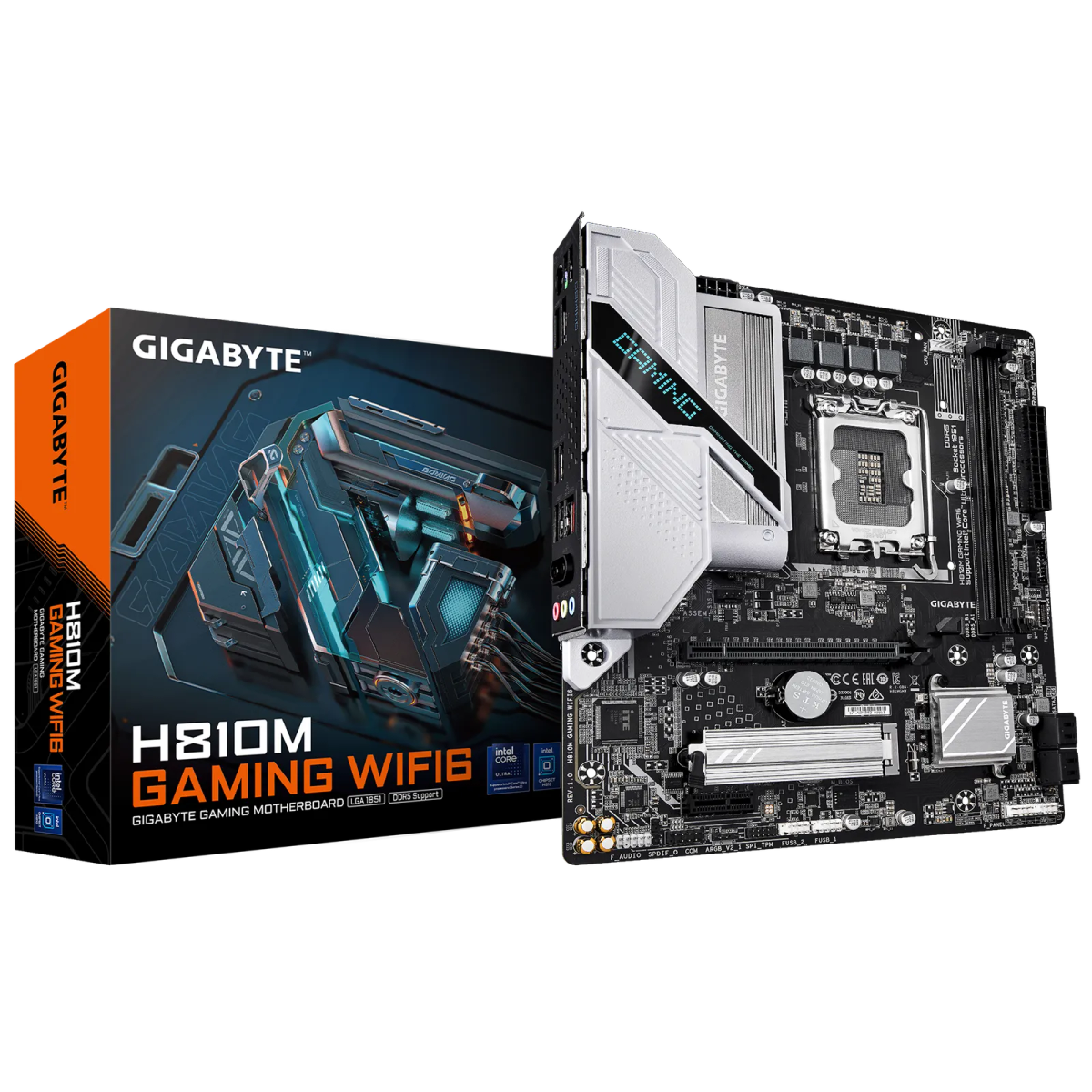 לוח אם – Gigabyte H810M GAMING WIFI6 Micro-ATX LGA1851 DDR5 - צבע שחור/אפור
