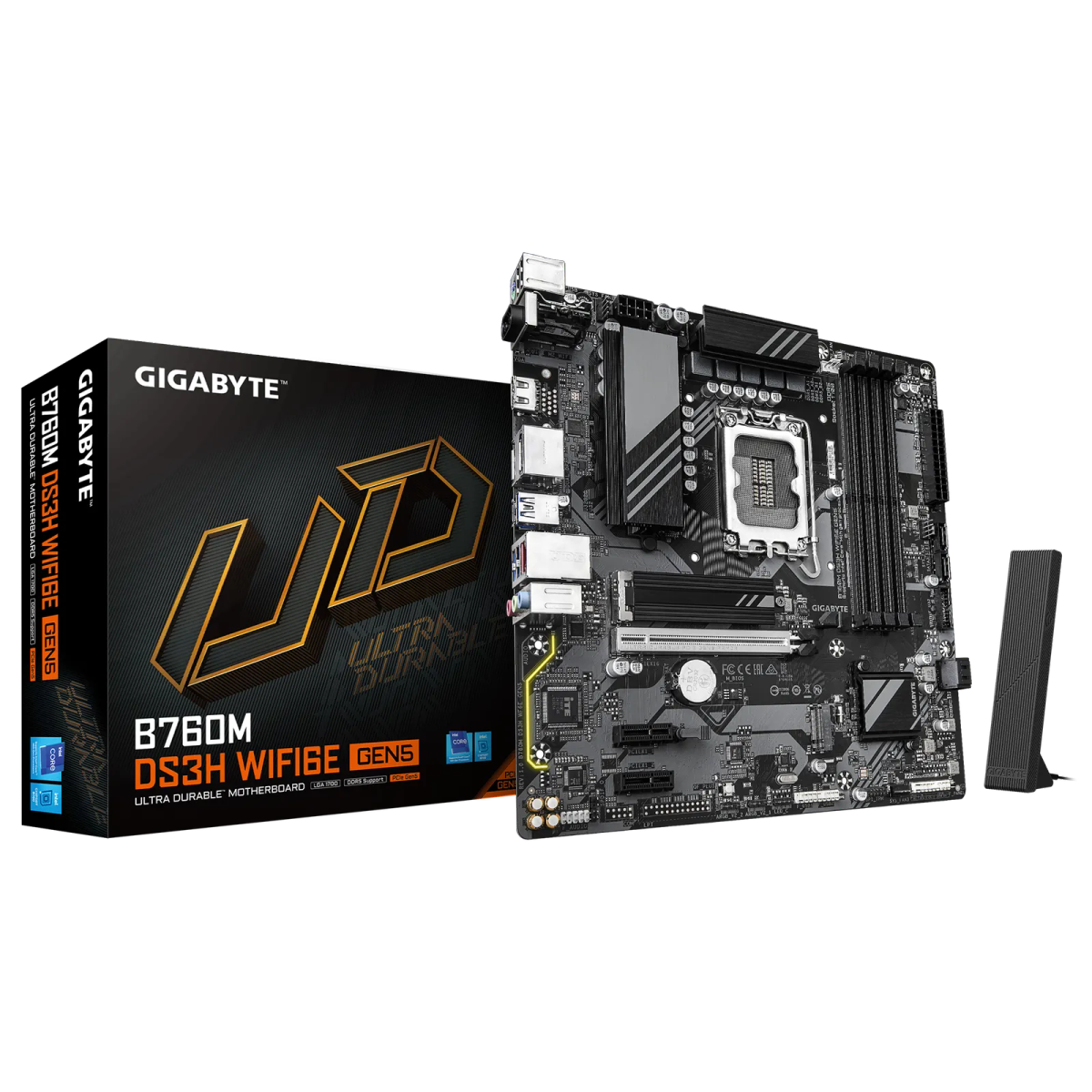 לוח אם – Gigabyte B760M DS3H WIFI6E GEN5 Micro-ATX LGA1700 DDR5 - צבע שחור