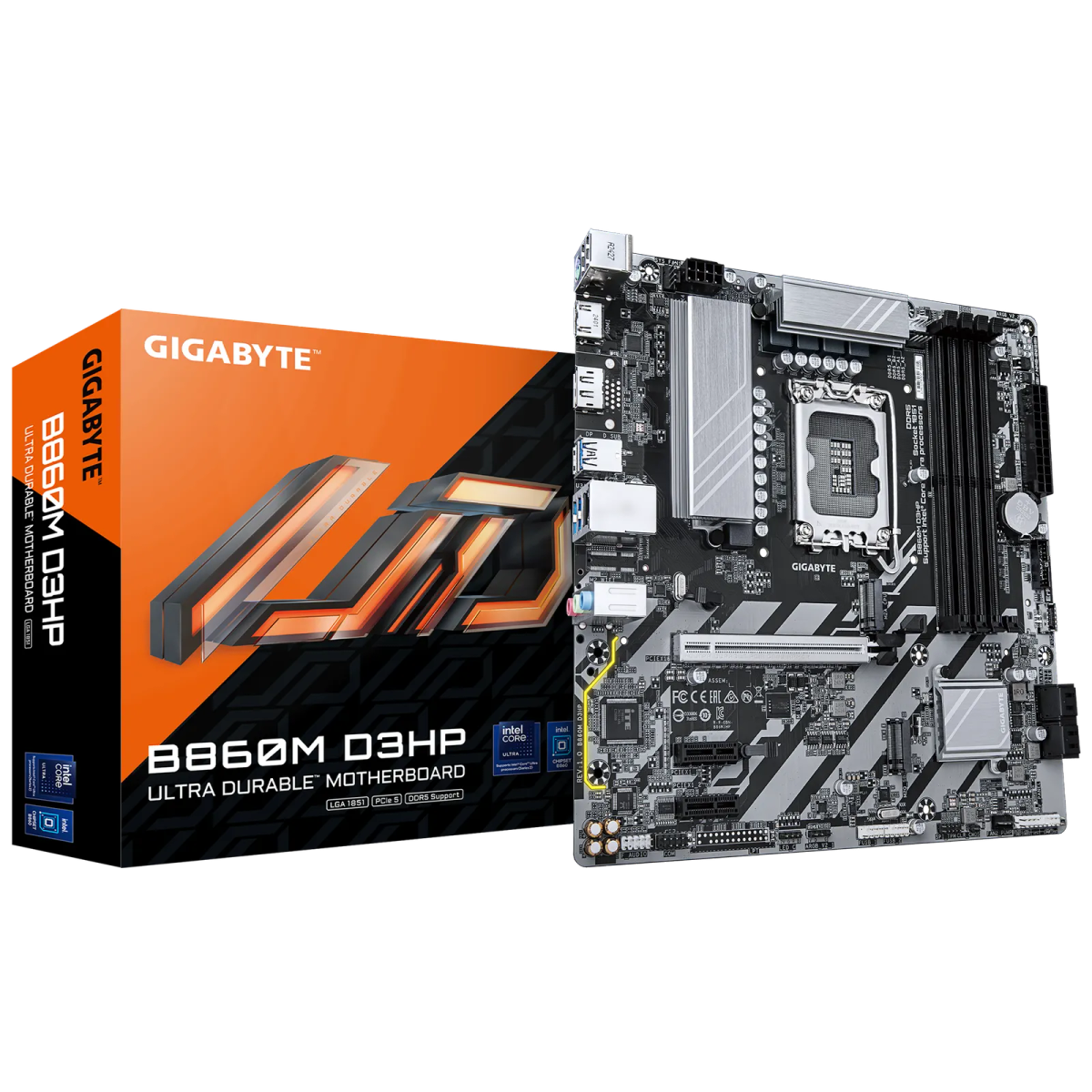לוח אם – Gigabyte B860M D3HP Micro-ATX LGA1851 DDR5 - צבע שחור/כסוף