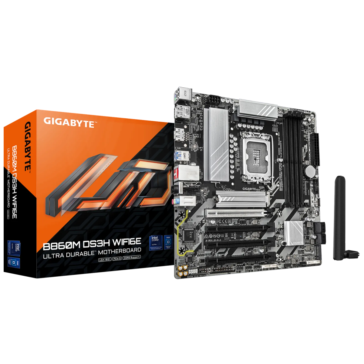 לוח אם – Gigabyte B860M DS3H WIFI6E Micro-ATX LGA1851 DDR5 - צבע שחור/כסוף