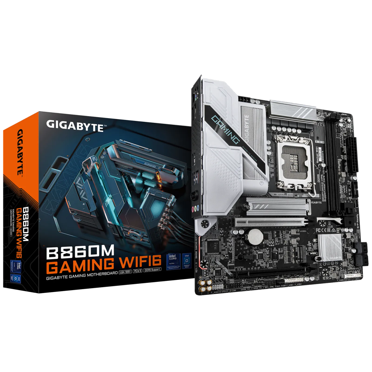 לוח אם – Gigabyte B860M GAMING WIFI6 Micro-ATX LGA1851 DDR5 - צבע שחור/כסוף