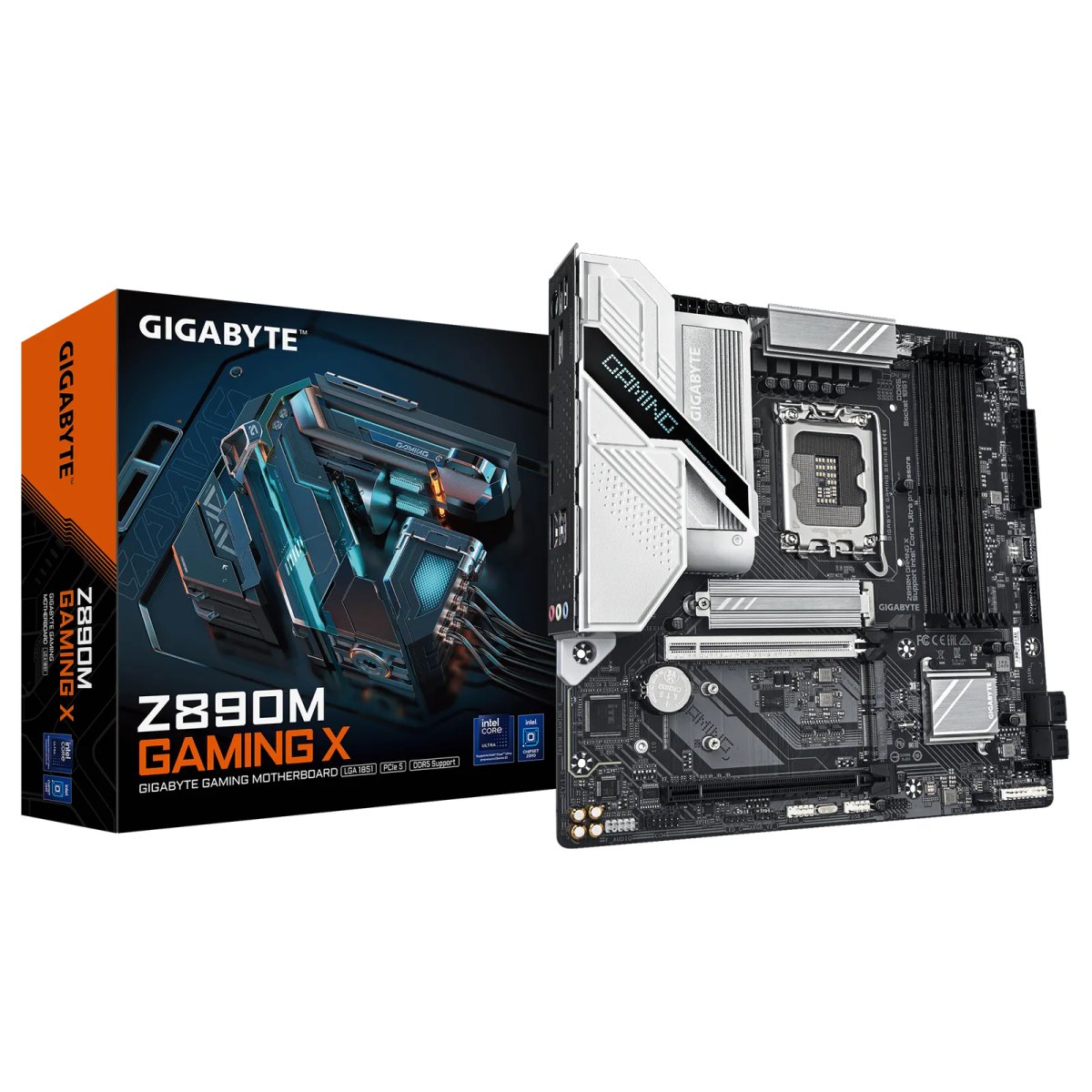לוח אם – Gigabyte Z890M GAMING X Micro-ATX LGA1851 DDR5 - צבע שחור/לבן