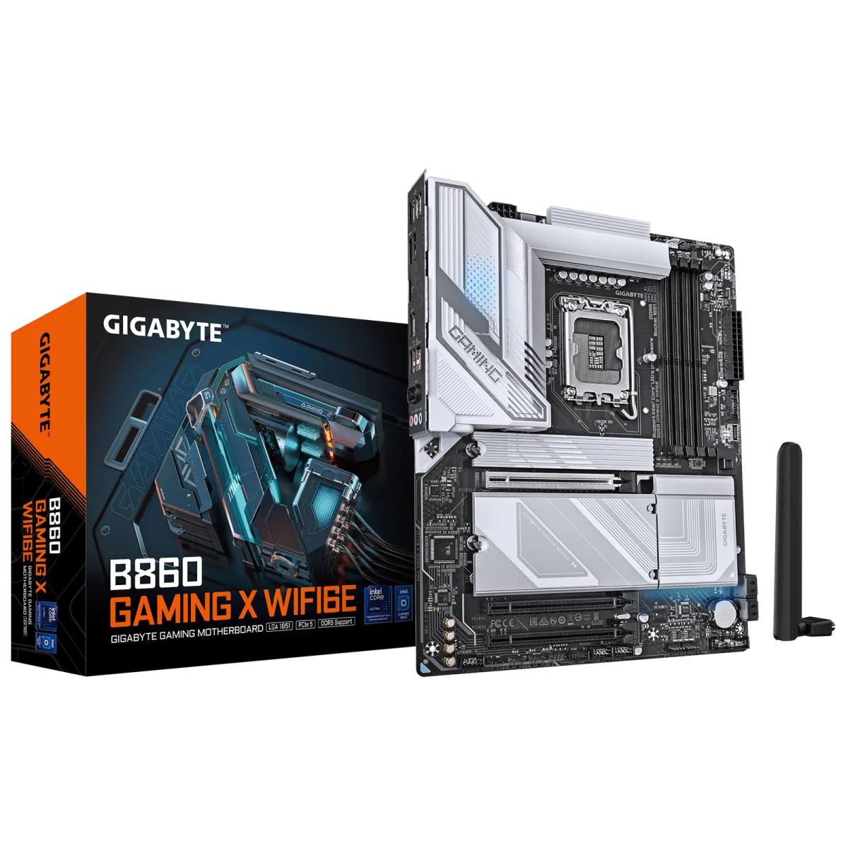 לוח אם – Gigabyte B860 GAMING X WIFI6E ATX LGA1851 DDR5 – צבע שחור/לבן