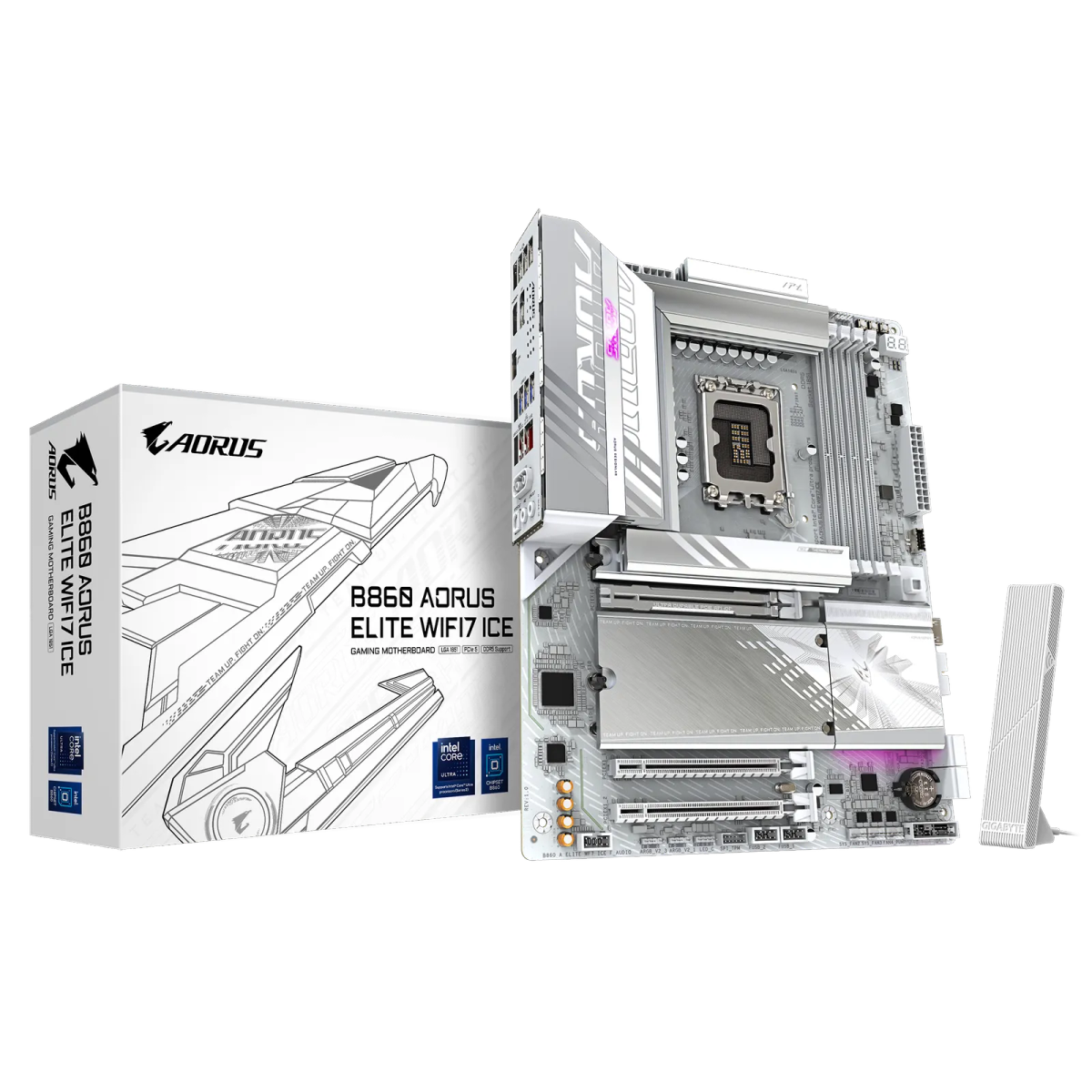 לוח אם – Gigabyte B860 AORUS ELITE WIFI7 ICE ATX LGA1851 DDR5 – צבע לבן