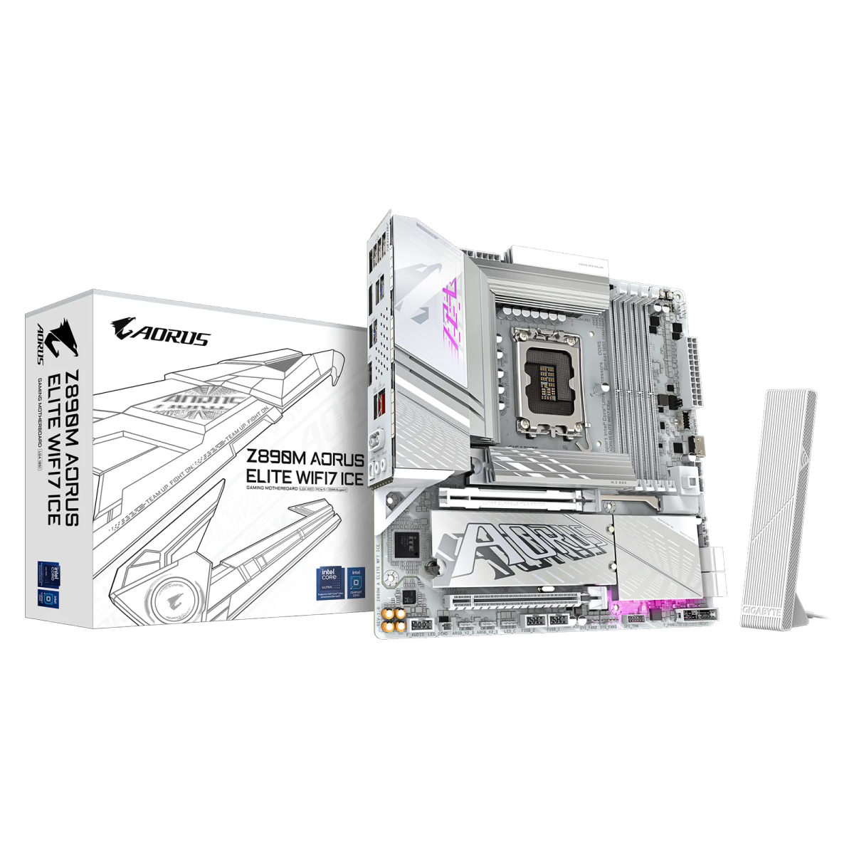 לוח אם – Gigabyte Z890M AORUS ELITE WIFI7 ICE Micro-ATX LGA1851 DDR5 – צבע לבן