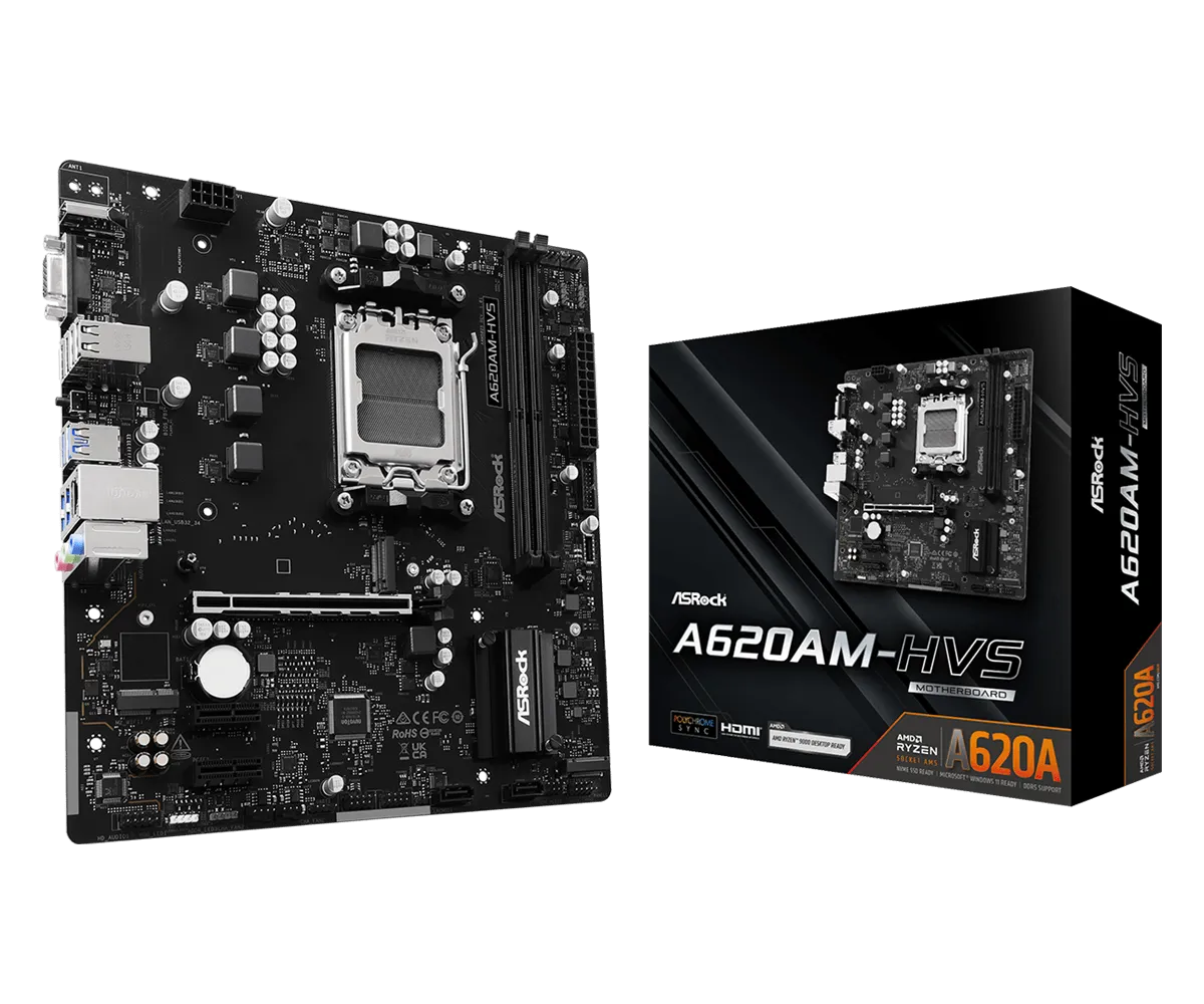 לוח אם – ASRock A620AM-HVS Micro-ATX AM5 DDR5 - צבע שחור
