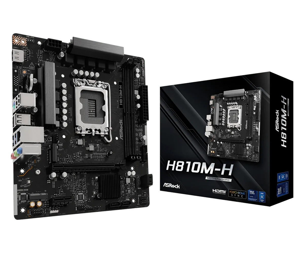 לוח אם – ASRock H810M-H Micro-ATX LGA1851 DDR5 - צבע שחור