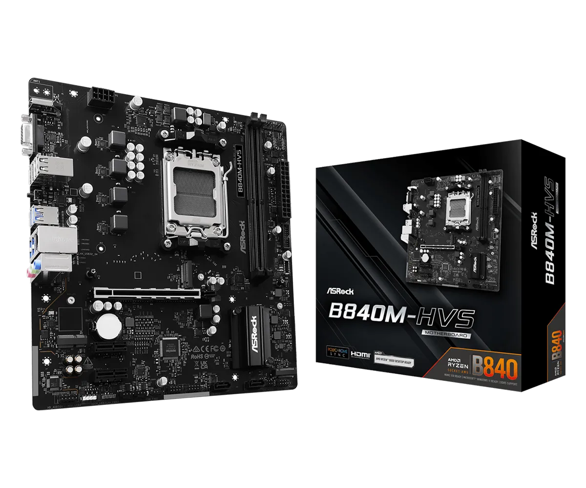 לוח אם – ASRock B840M-HVS Micro-ATX AM5 DDR5 - צבע שחור