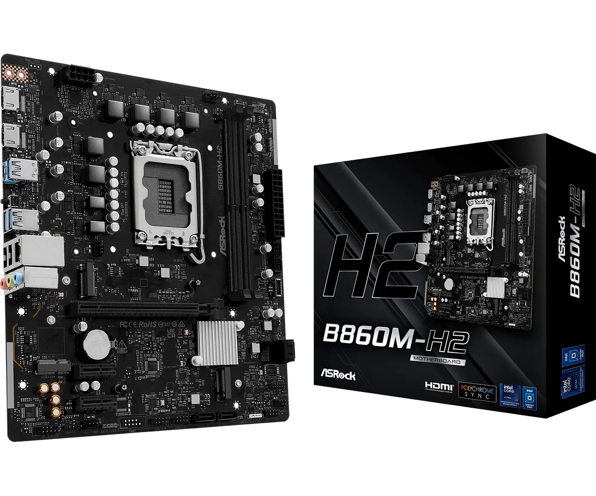 לוח אם – ASRock B860M-H2 Micro-ATX LGA1851 DDR5 - צבע שחור